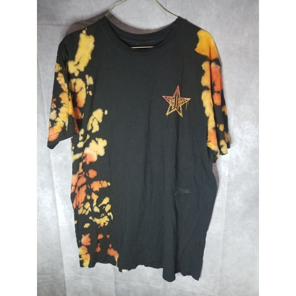 Jeffree Star Men T-Shirt Large Black Tie Dye Star Web Short Sleeve Crew Neck Tee